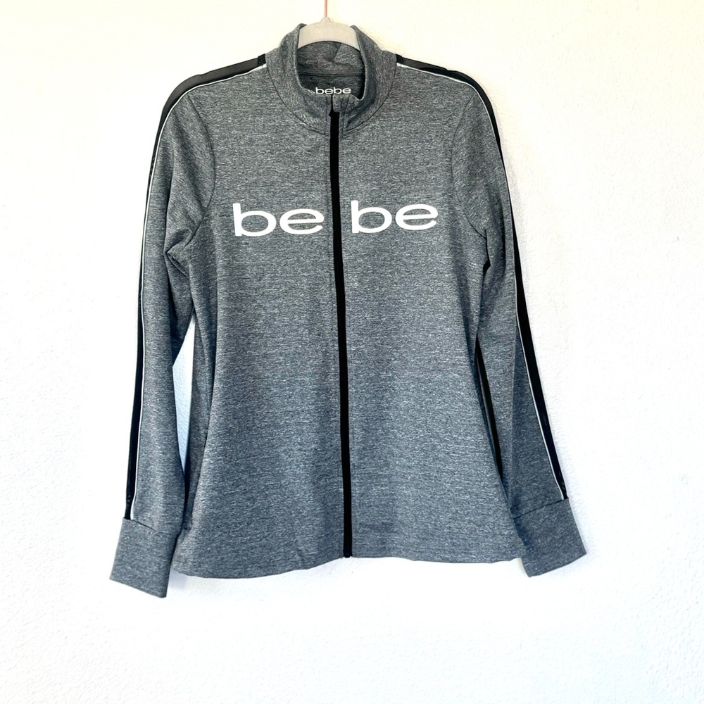 BEBE Sport Gray Zip Up Performance Jacket Size L Large - Picture 1 of 8